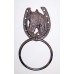 "ABC Products" - Heavy Cast Iron - Horseshoe Towel Ring - Good For Home  Log Cabins  Cottages  Stock Barn  And More - (Dark Bronze Finish - Dark Bronze Finish - Accented With Horse Head Inside) - B01HPGQ578